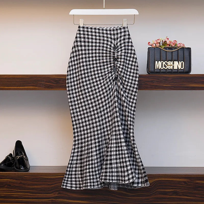 Fp3537 2019 new autumn winter women fashion casual sexy Skirt kawaii skirt Big size knitting wool warm long skirt